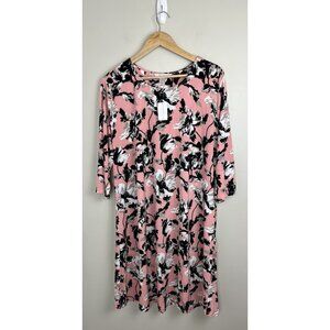CJ Banks‎ Women's Knee Length Dress Pink Floral Sz 2XL NWT